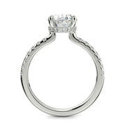 Pauline Oval Cut Pave Hidden Halo 4 Prong Claw Set Engagement Ring Setting - Nivetta
